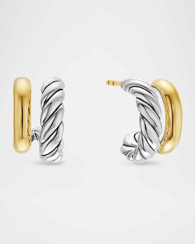 DY Mercer Double Hoop Huggie Earrings in Silver and 18K Gold